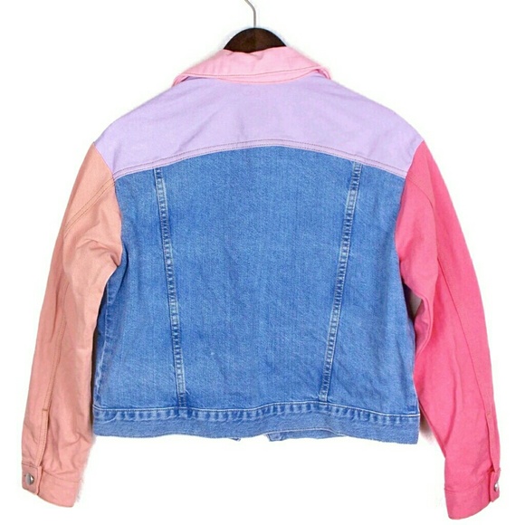 ASOS button front denim jean jacket in colorblock - Picture 5 of 8